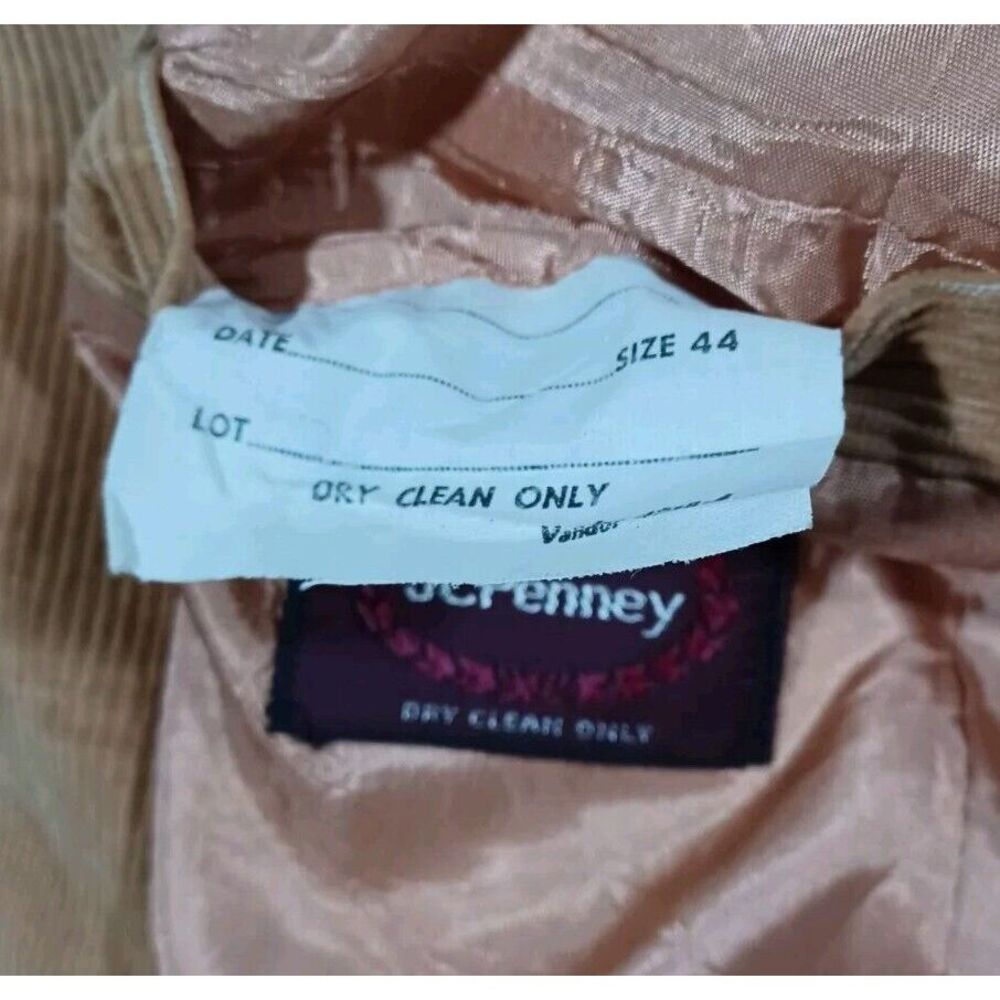 JC Penney Blazer Mens 44 R Brown‎ Corduroy Jacket 2 Button Vintage - Picture 2 of 7